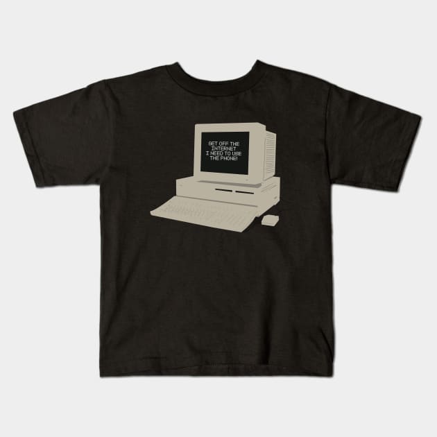 90s Desktop Computer dial up internet Kids T-Shirt by NostalgiaUltra